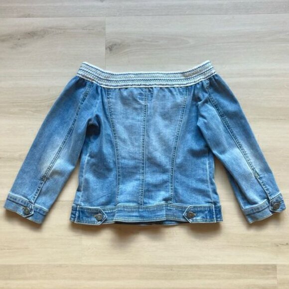 LUISA SPAGNOLI Denim Jacket With Popping Elastic Collar - Picture 2 of 7